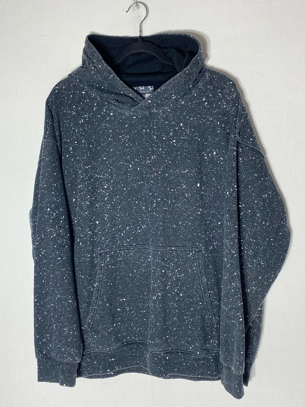 Tuff Athletics Dark Grey W White Paint Splatter Speckled Pullover Hoodie XXL